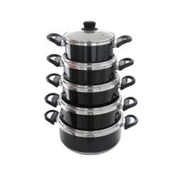 Conjunto 5 Panela Alumínio Batido Preta Tampa Vidro Menor preço em Conjunto 5 Panela Alumínio Batido Preta Tampa Vidro