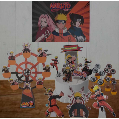 Kit Festa em Casa Só Um Bolinho Decoração Naruto Completo