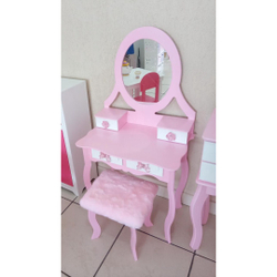 Penteadeira Infantil Com 4 Gavetas - Rosa com Gavetas Brancas Menor preço em Penteadeira Infantil Com 4 Gavetas - Rosa com Gavetas Brancas