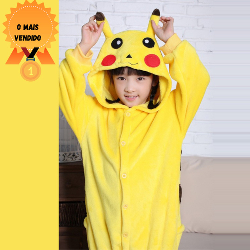 Fantasia Pikachu Pokemon Infantil Unisex Com Capuz