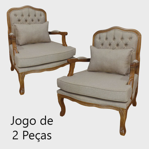 Jogo 2 Poltronas Decorativa Em Capitonê Para Sala de Espera Aurora