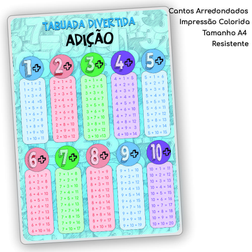 Tabuada Completa de multiplicação, adição, divisão e subtração