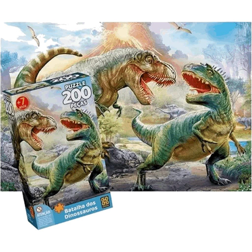 Brinquedo Kit com 02 Jogos Quebra Cabeça Dinossauro Infantil com