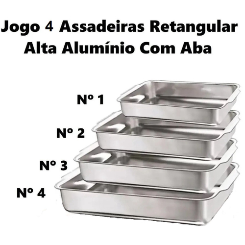 Jogo 3 Forma Assadeira Bolo Retangular Alumínio 1-2-3 - Shopick