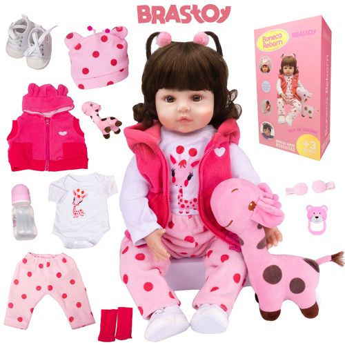 Brastoy Boneca Bebê Reborn Menina Silicone 