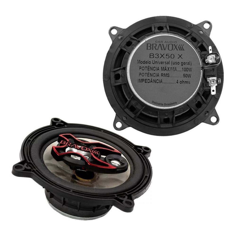 Par De Auto Falantes Polegadas Bravox Triaxial B X X Watts Rms