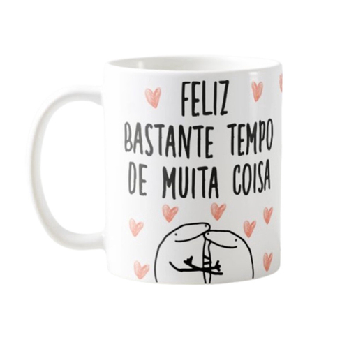 Caneca Casal Divertida Feliz Bastante Tempo de Muita Coisa