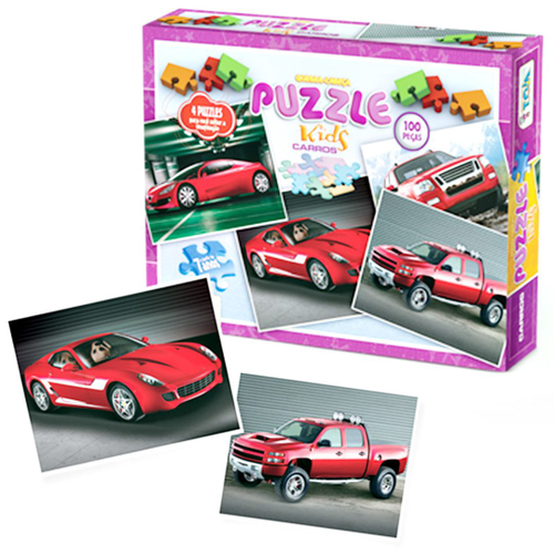 Jogo quebra-cabeça kids carros 100 pçs - toia em Promoção na