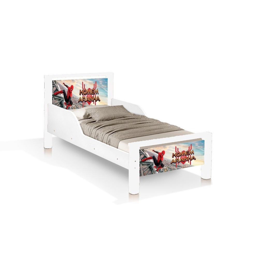 Cama Juvenil Retro Branco Com Pes Madeira Da Homem Aranha Submarino