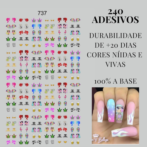 Adesivos de unhas floral preta filha única