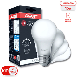 Kit 10 Lampada Led Bulbo E27 15w 6500K Bivolt Branco Frio Avant Menor preço em Kit 10 Lampada Led Bulbo E27 15w 6500K Bivolt Branco Frio Avant
