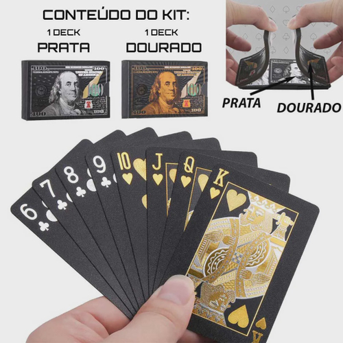 Baralho Dourado Ouro Brilho Luxo Poker Truco Cartas Jogos 