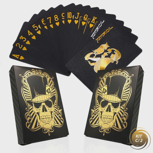 Jogo de Cartas Baralho Preto Impermeável Baralho Black Luxo c/ 54 Cartas