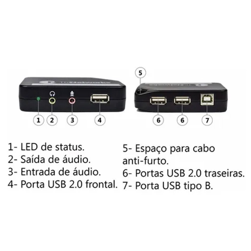 Hub usb entrada de udio microfone thinnetworks cf000585 em promo o