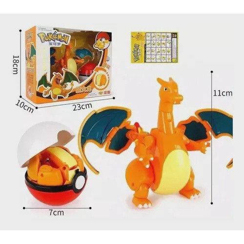 Brinquedo Pokemon Charizard Dentro De Pokebola Tamanho Real em