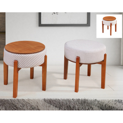 Conjunto 2 Puff Flex Banqueta/Mesa Centro Turim Vivaro Decor Linho Bege e Estampado Menor preço em Conjunto 2 Puff Flex Banqueta/Mesa Centro Turim Vivaro Decor Linho Bege e Estampado