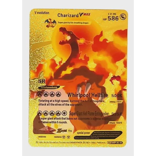 Carta De Pokemon Metal Dourada Charizard Vmax Colecionador