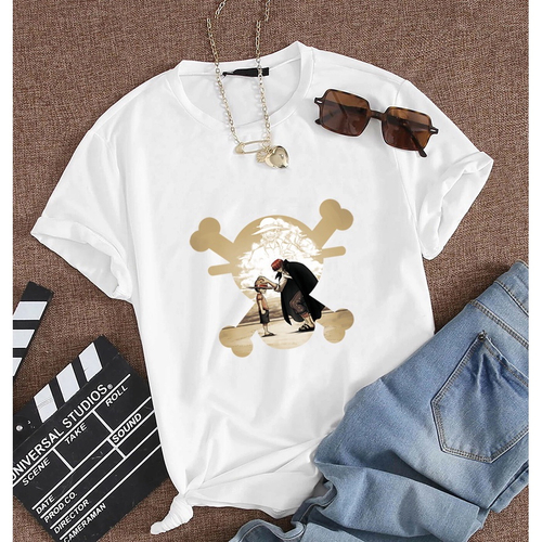 Camiseta T-Shirt Anime One Piece Personagens Luffy Zoro  Cor:Branco;Tamanho:P