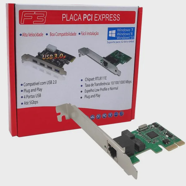 Placa De Rede Pci Express Normal E Low Profile Jc Pci Ex Em Promo O Ofertas Na