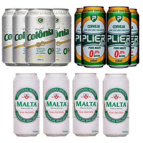 Kit Degustação 12 Lata Cerveja Sem Álcool Malzbier 350 Ml em Promoção ...