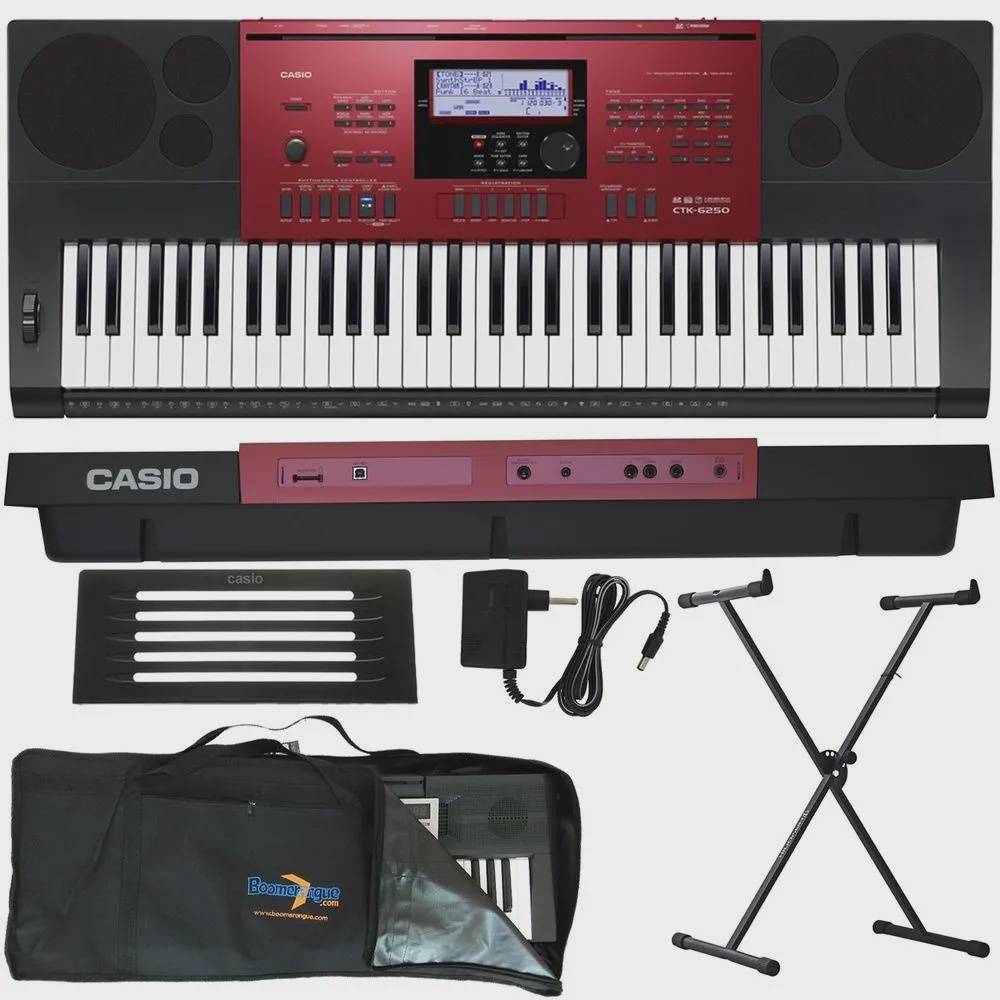 Kit Teclado Arranjador 61 Teclas Ctk6250 Casio Com Fonte + Capa
