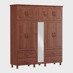 Guarda-Roupa Casal Bipartido Linha Bronze Imbuia 10 Portas Espelhos e 4 Gavetas Madeira Maciça Pinus - Finestra Menor preço em Guarda-Roupa Casal Bipartido Linha Bronze Imbuia 10 Portas Espelhos e 4 Gavetas Madeira Maciça Pinus - Finestra