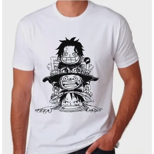 Camiseta T-Shirt Anime One Piece Personagens Luffy Zoro  Cor:Branco;Tamanho:P