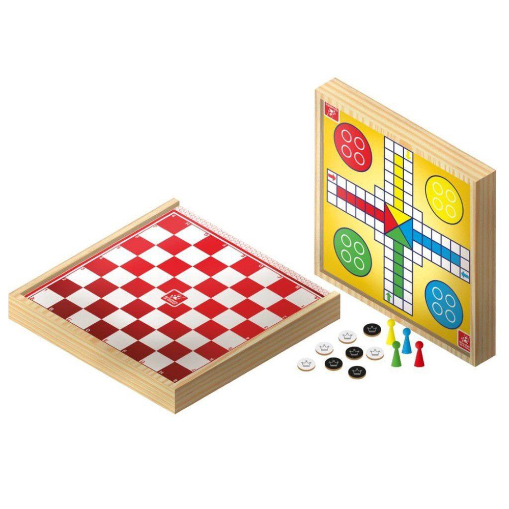 Jogo Damas E Ludo De Madeira - Brincadeira De Criança em Promoção