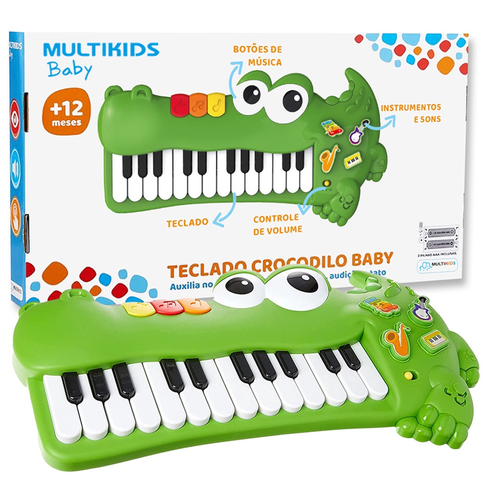 Piano Eletrônico Infantil O Primeiro Grande Show com Microfone Menino Verde