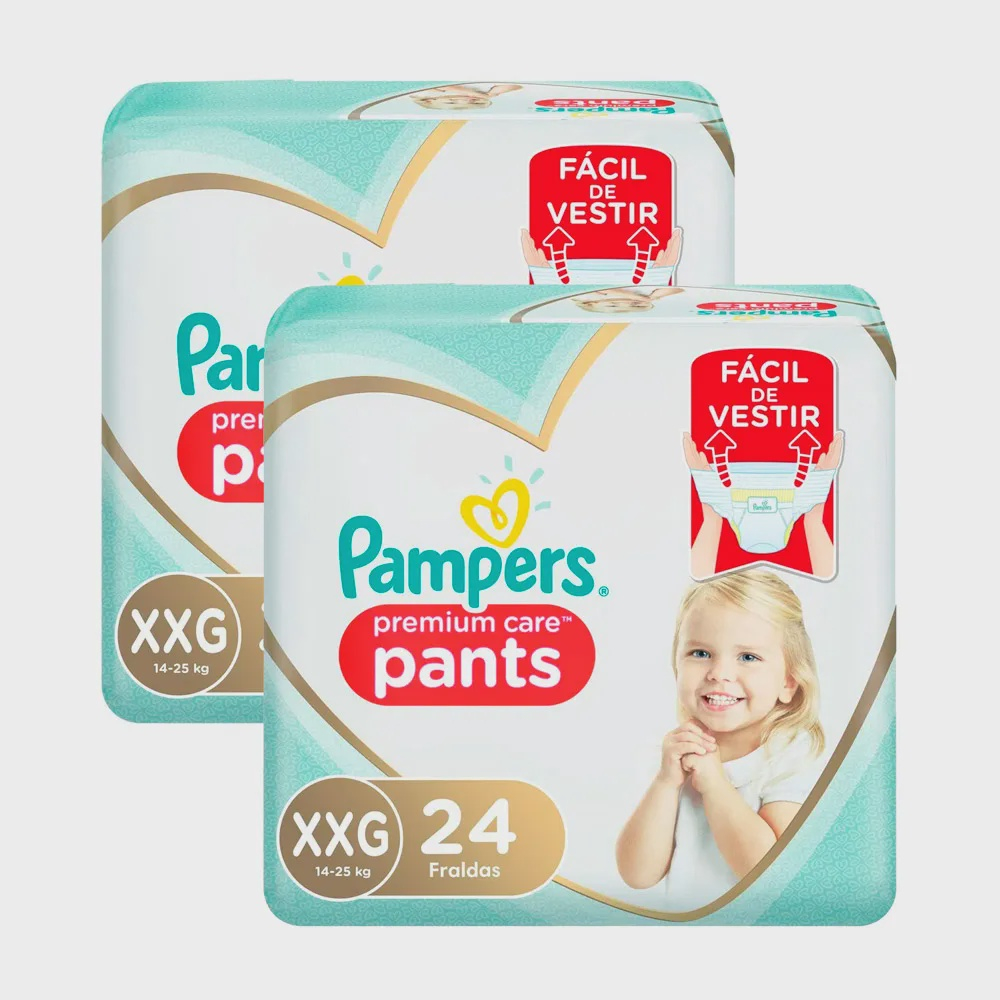 Kit De Fralda Infantil Pampers Premium Care Pants Tamanho Xxg 48 ...