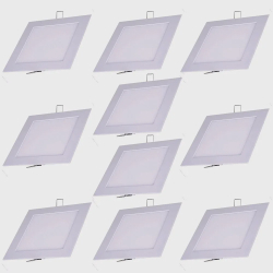 Kit 10 Painel Plafon Luminaria Teto Led Embutir Quadrado 12w Branco Frio 6000k Sala Quarto Menor preço em Kit 10 Painel Plafon Luminaria Teto Led Embutir Quadrado 12w Branco Frio 6000k Sala Quarto