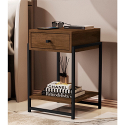 Menor preço em Mesa Cabeceira Lateral Cama Quarto Estilo Industrial - Canela