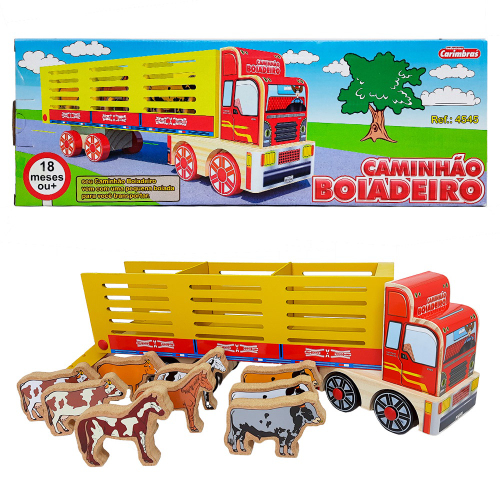 Kit 3 Caminhão Brinquedo Carrinho Infantil Madeira Plástico