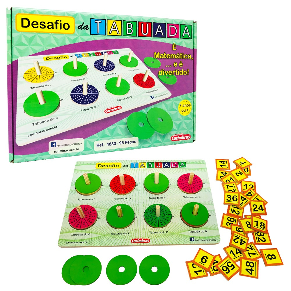 Brinquedo Educativo de Matemática Desafio da Tabuada 96 Pçs