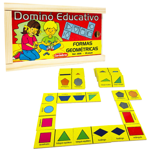 Jogo De Dominó Infantil Formas Geométricas Educativo 28 Pçs