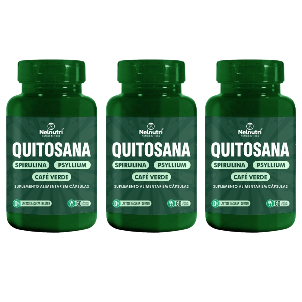 Kit 3uni Quitosana Spirulina Psyllium Café Verde 60 Cáps - Nelnutri ...