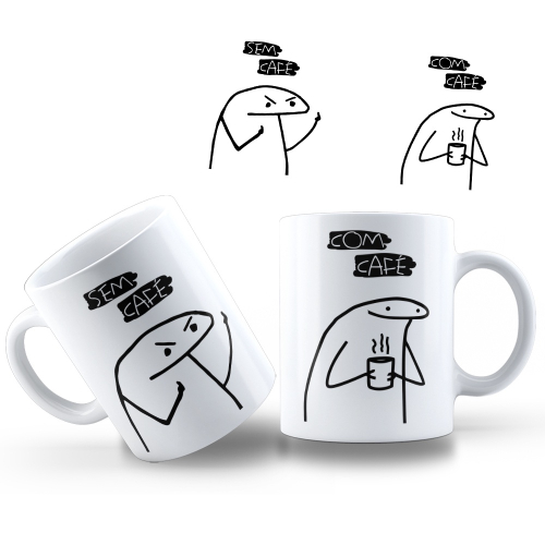 Caneca De Porcelana Meme/Sticker bonecos palito flork, não toque