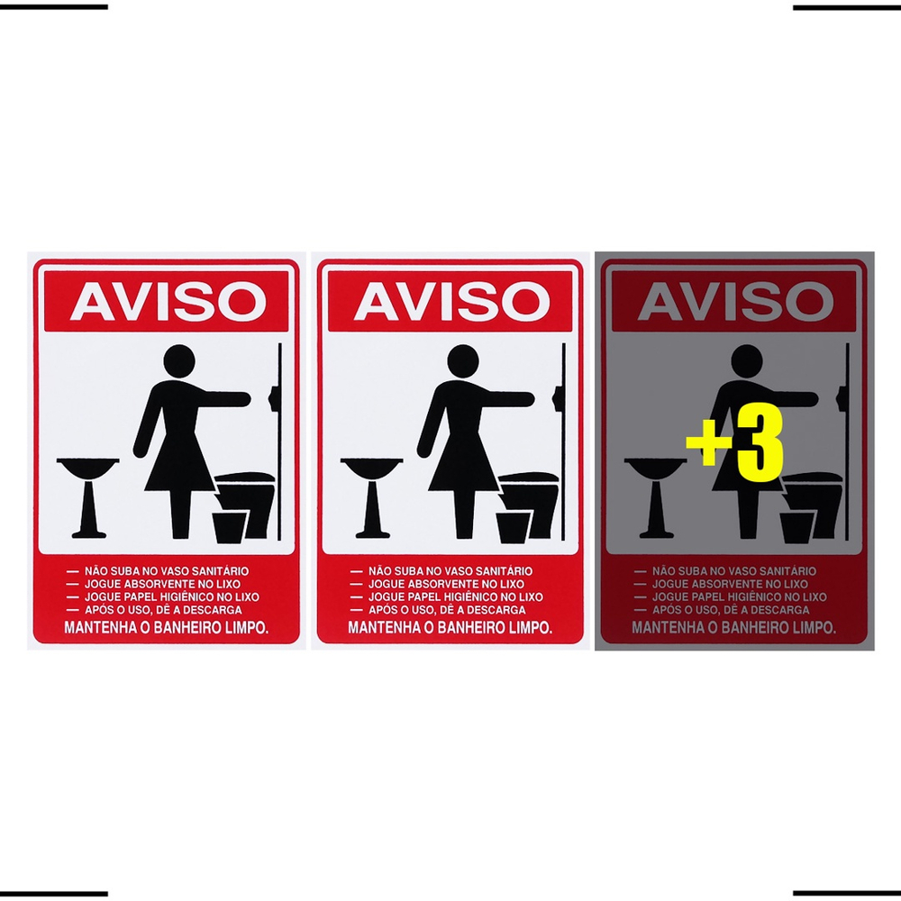 Combo Placas De Sinaliza O Aviso Mantenha O Banheiro Limpo Feminino X Acesso S F E