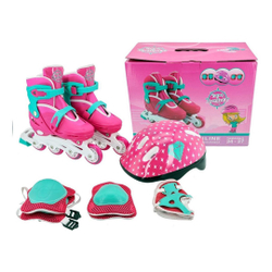 Patins Roller Infantil In-Line Ajustável Rosa Unitoys 1439 Menor preço em Patins Roller Infantil In-Line Ajustável Rosa Unitoys 1439