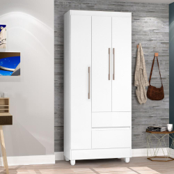 Guarda Roupas Solteiro 3 Portas 2 Gavetas Loreta ja Branco / Branco Lilás Flex é boa?