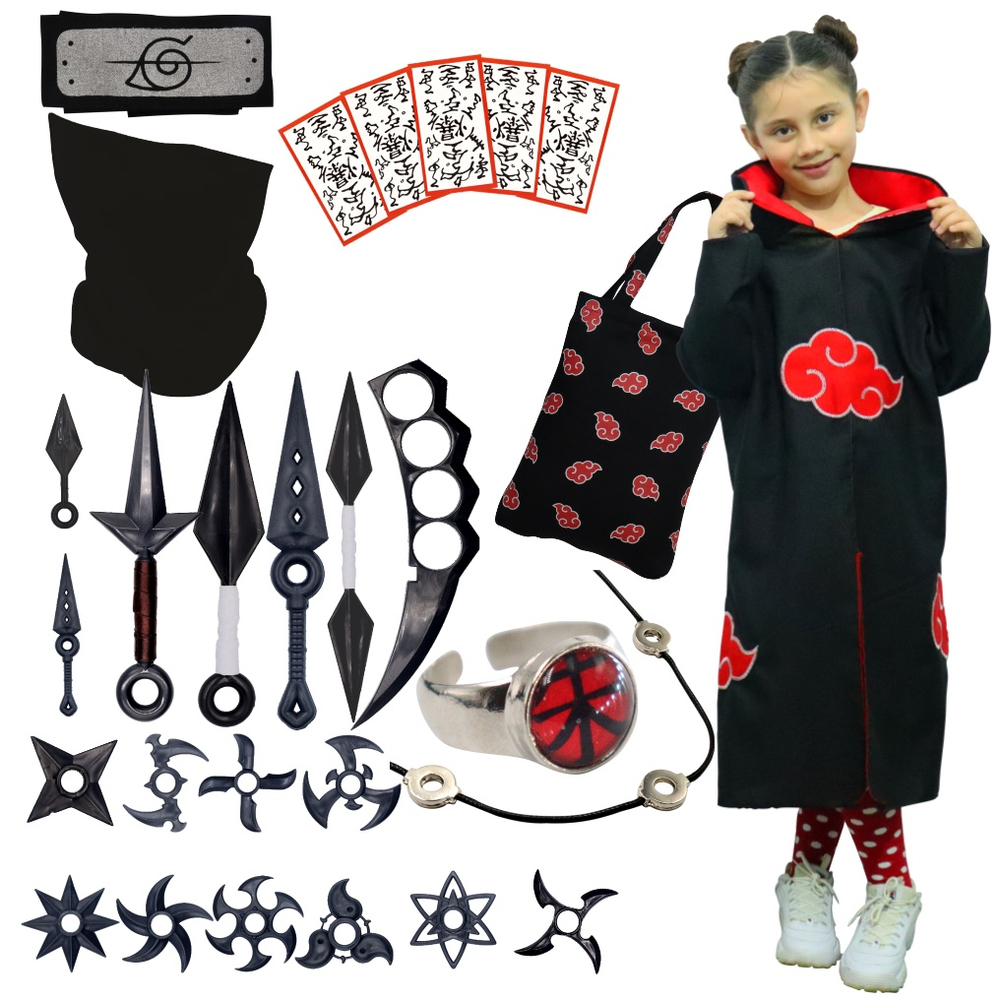 Kit 2 Colares Cordão Naruto Akatsuki Nuvem Vermelha Bandana