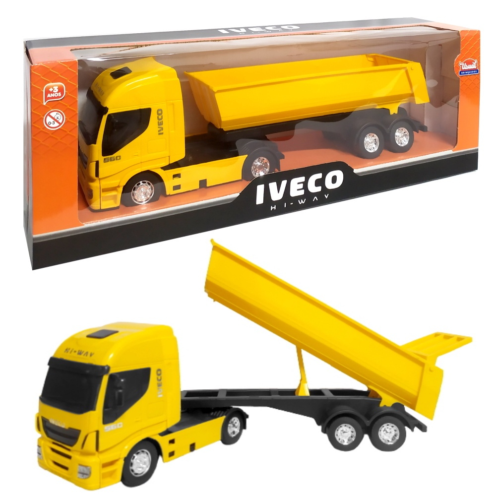 Caminhão de Brinquedo Infantil Carreta Iveco Grande Amarelo no