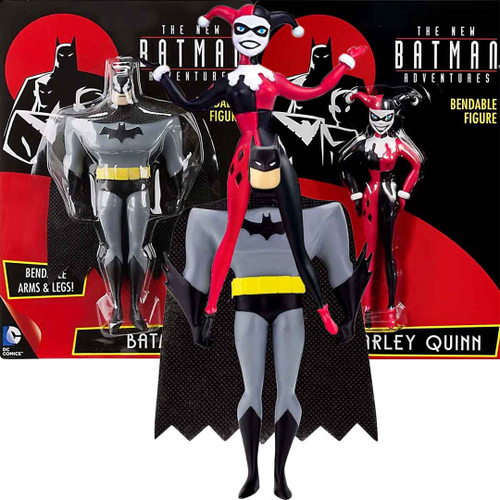 Boneco Flexível Batman + Boneca Arlequina Harley Quinn dc