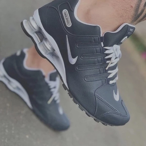 nike shox nz prata e azul