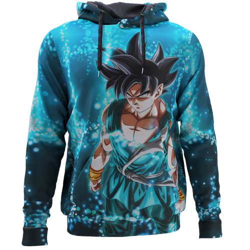 Blusa de Frio Moletom Full Goku Criança Desenho Anime com Capuz