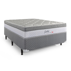 Menor preço em Conjugado Cama Box Casal com Molas Bonnel Gubbio 138x188x57 cm Cinza Herval