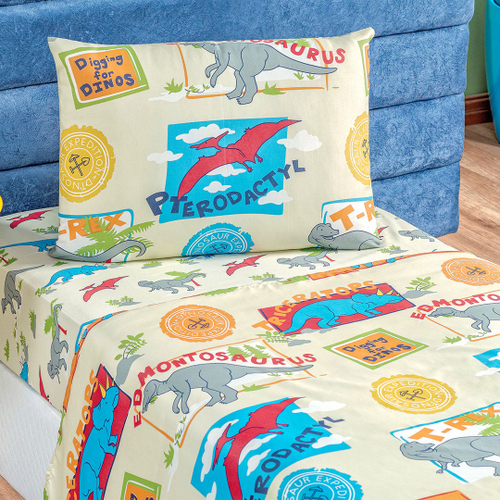 Jogo de Cama Infantil Estampa Dinossauro Branco, Lojas Torra