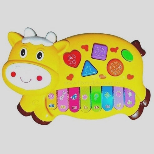 Piano Musical Vaquinha Teclado Infantil Bebe Braskit no Shoptime