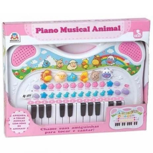 Piano Infantil Musical Teclado Com Som De Animais Fazenda