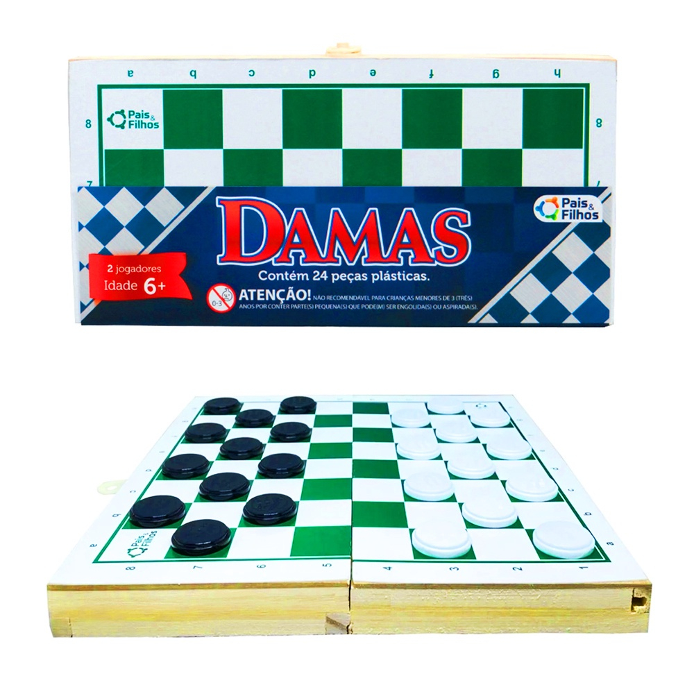 Jogo De Damas 24 Peças + Tabuleiro 35cmx30cm em Promoção na Americanas